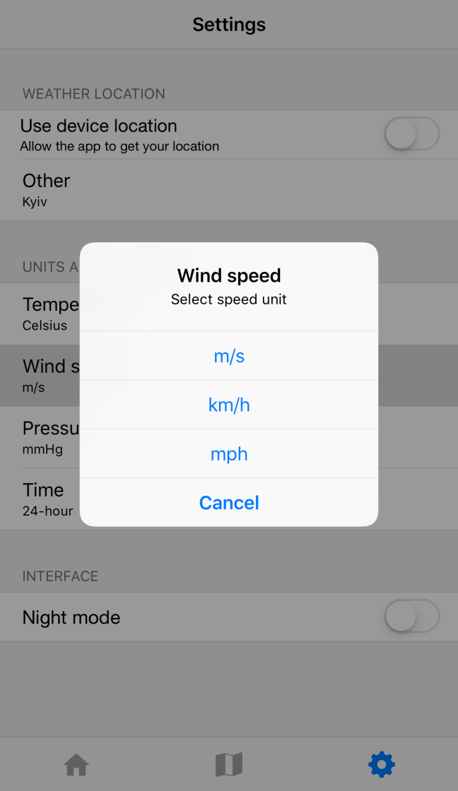 Settings Screen (Dialog)